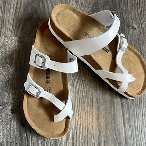 Cushionaire White Buckle Sandals